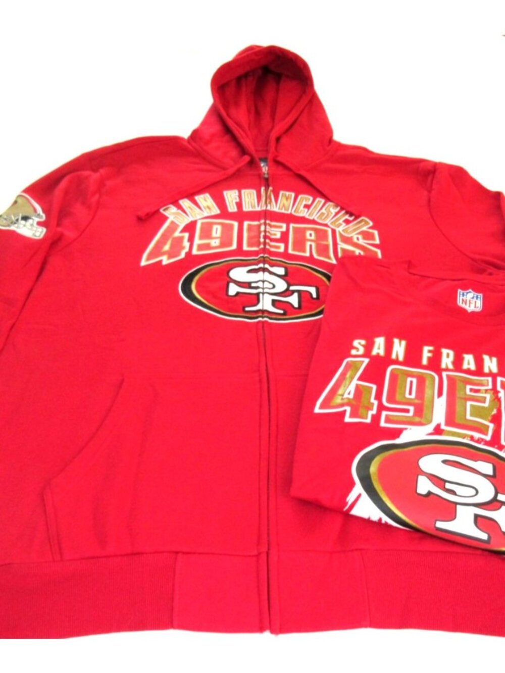 San Francisco 49ers Men's NFL Hoodie T Shirt Combo Red White Gold Size 4XL NWT